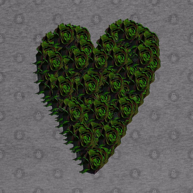 Green Rose Heart by Not Meow Designs 